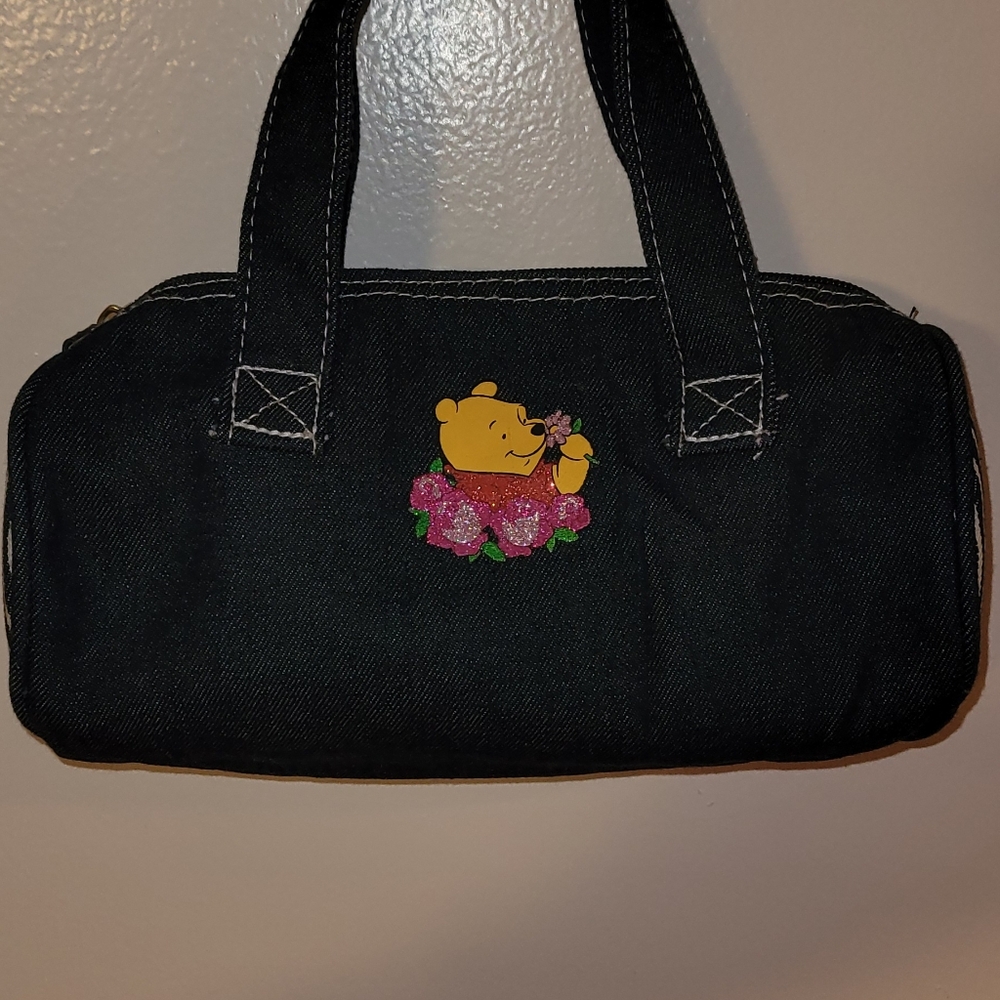 Denim Tote Bag with Winnie The Pooh Design